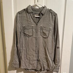Express Women's Gray Button Down Shirt